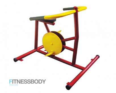 เครื่องออกกำลังกายกลางแจ้ง บริหารข้อเข่า-ขา (แบบจักรยานล้อเหล็กนั่งตรง)